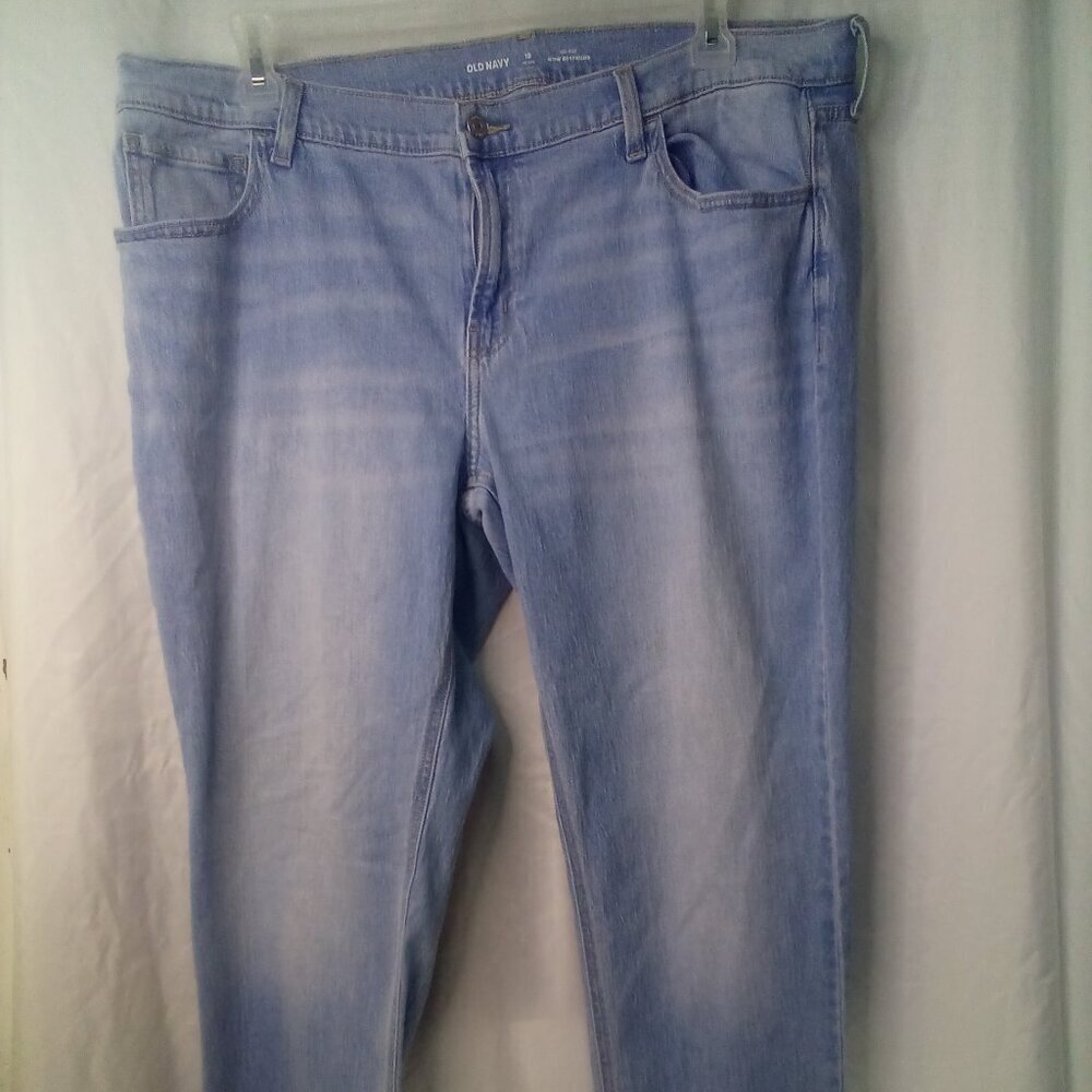 Old Navy Jeans Women 18 Petite Wow Boyfriend Mid Rise Light Wash Blue